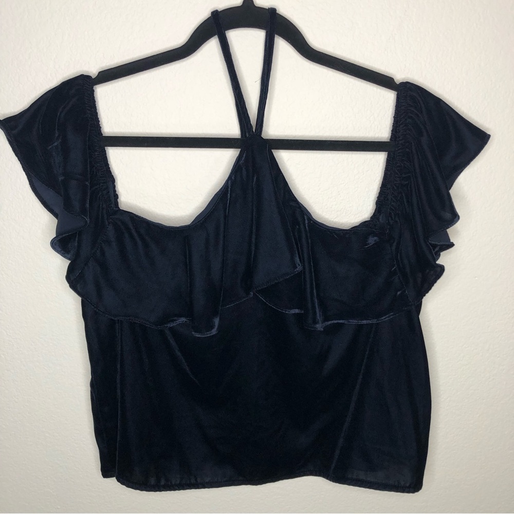 New with tags AéRopostale off the shoulder around the neck blue velvet crop top